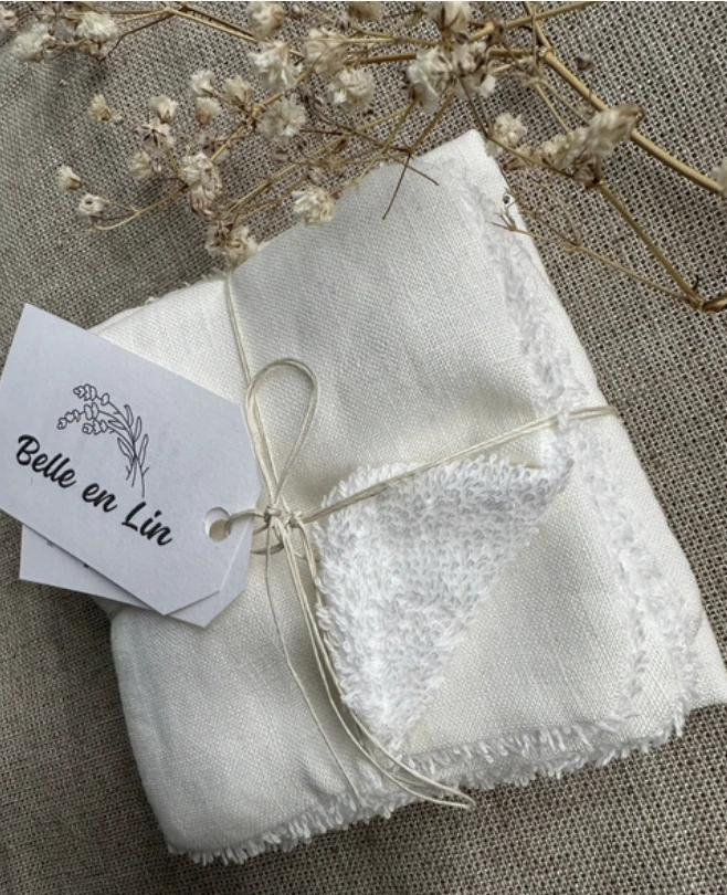 Lingettes Réutilisable blanc en lin